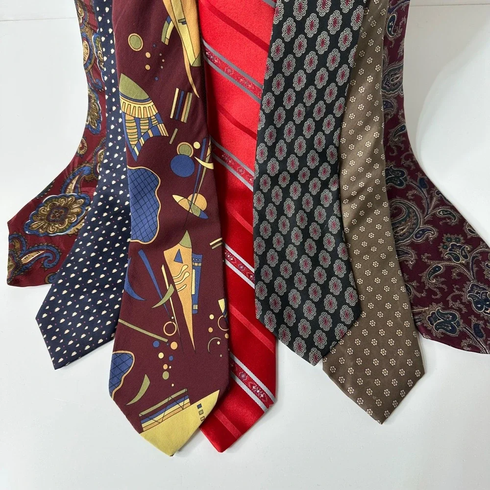 7 Vintage Mens Silk Neck Ties Nino Cerruti Stafford Isaac Zelcer Paisley Floral